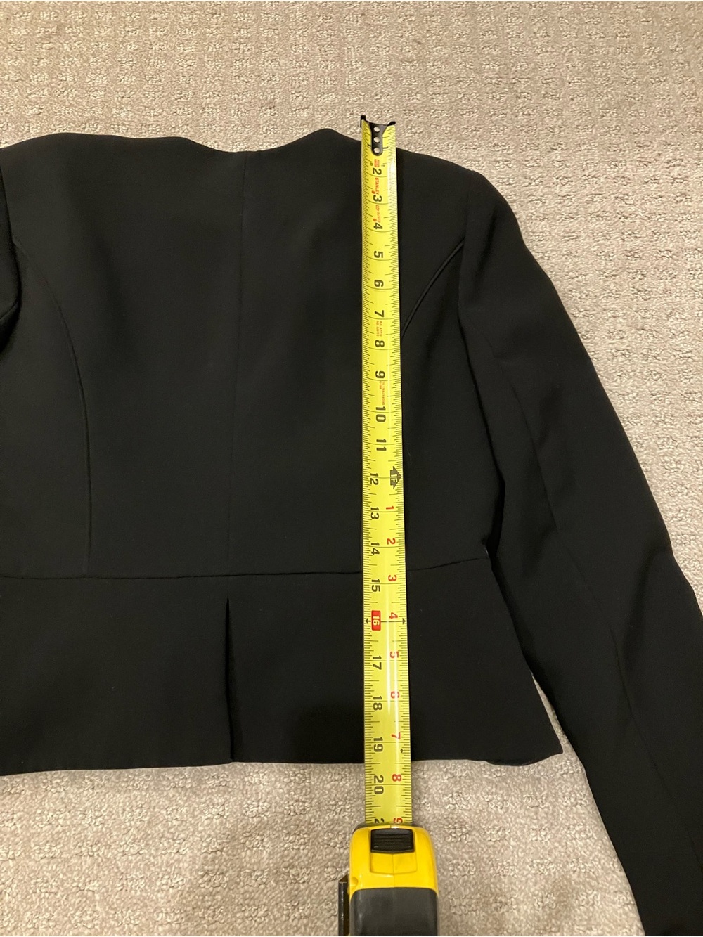 White House Black Market Black Ruffle Front Open Blazer Jacket Size 6 - Picture 11 of 12